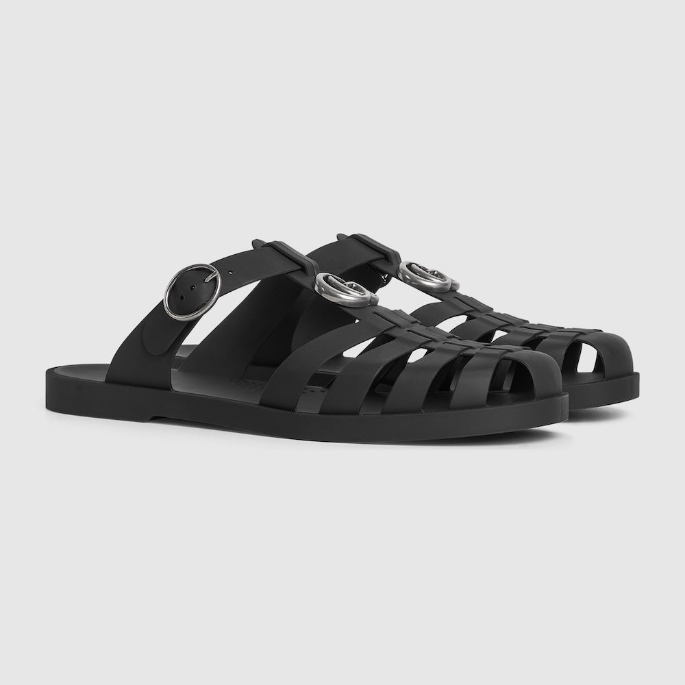 Men Sandal - Gucci Double G mule Black-SHOZLY