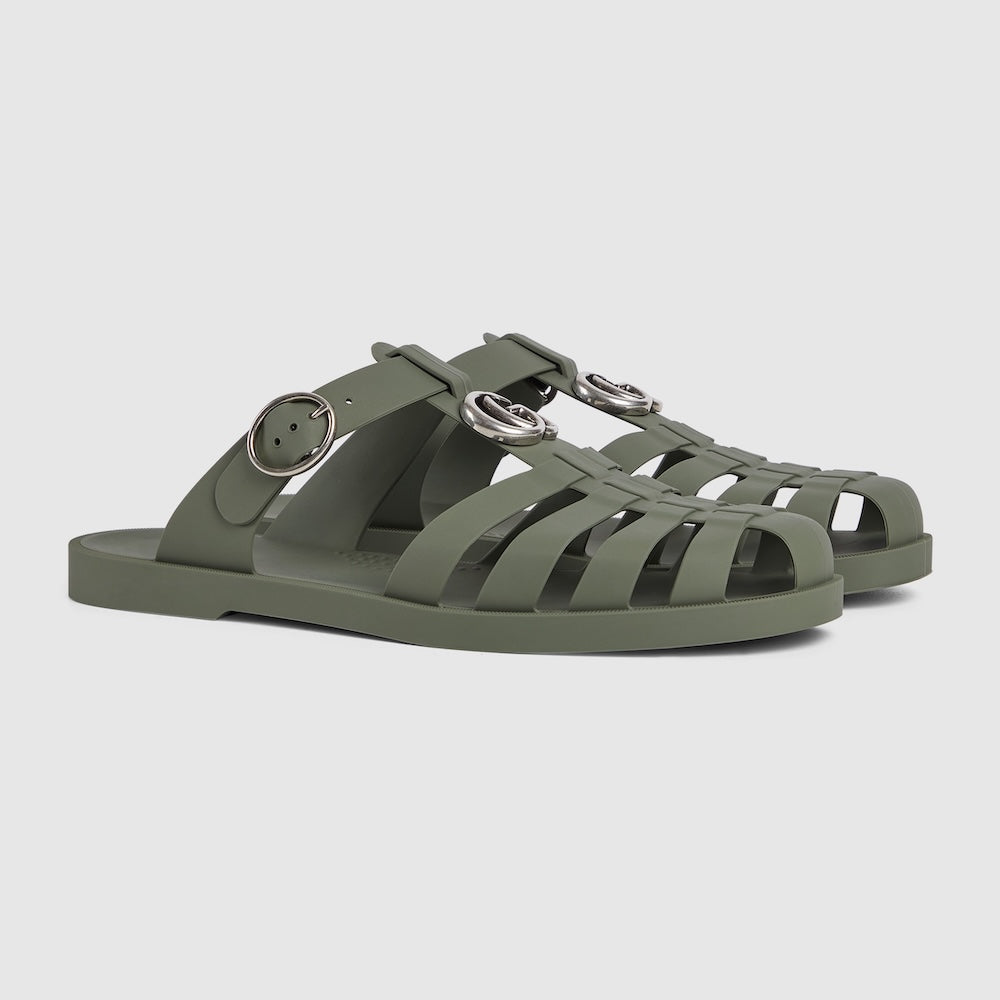 Men Sandal - Gucci Double G mule Dark Green-SHOZLY
