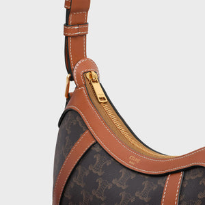 CELINE STRIPED HOBO in TRIOMPHE CANVAS & CALFSKIN