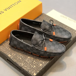 Formal Leather Shoes - LV Black And Orange For Men