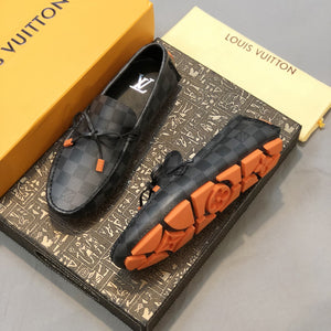 Formal Leather Shoes - LV Black And Orange For Men