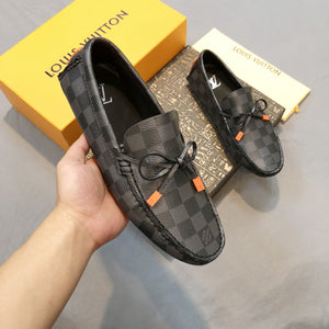 Formal Leather Shoes - LV Black And Orange For Men