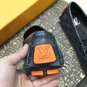 Formal Leather Shoes - LV Black And Orange For Men