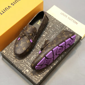 Formal Leather Shoes - LV Brown Purple For Men