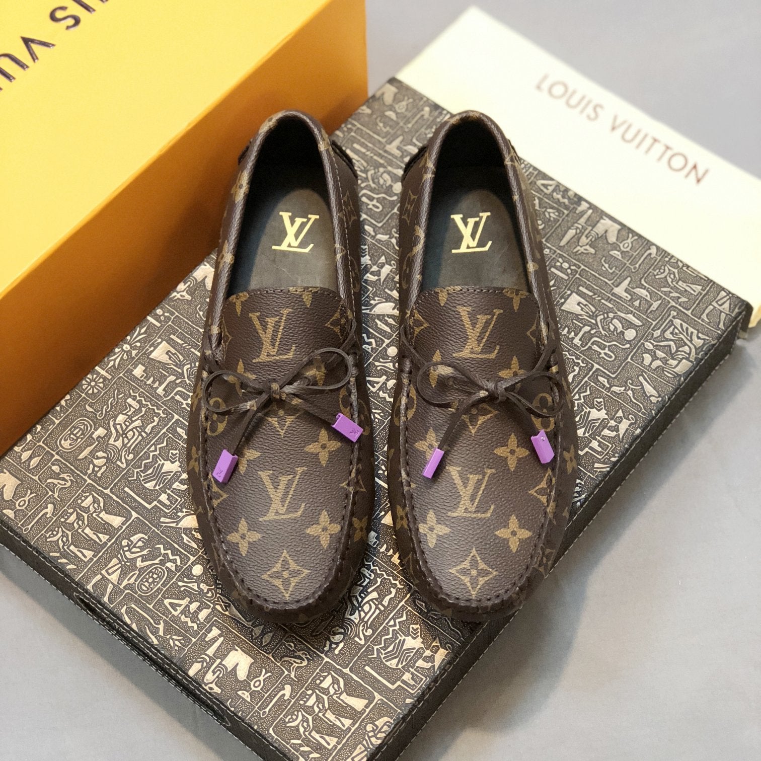 Formal Leather Shoes - LV Brown Purple For Men