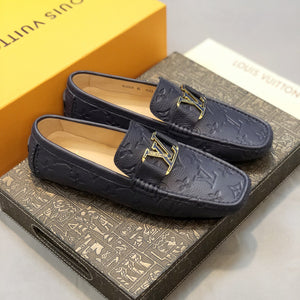 Formal Leather Shoes - LV Gold Medal Navy For Men