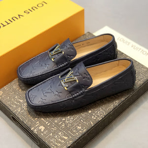 Formal Leather Shoes - LV Gold Medal Navy For Men