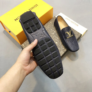 Formal Leather Shoes - LV Gold Medal Navy For Men