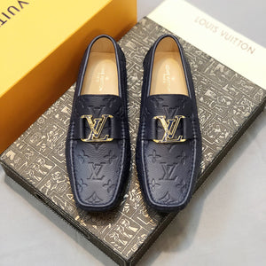 Formal Leather Shoes - LV Gold Medal Navy For Men