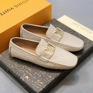 Formal Leather Shoes - LV Gold Medal White For Men