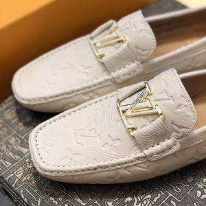 Formal Leather Shoes - LV Gold Medal White For Men