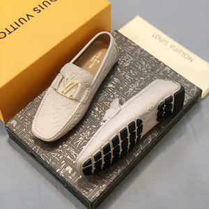 Formal Leather Shoes - LV Gold Medal White For Men