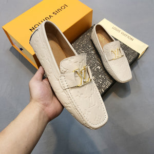Formal Leather Shoes - LV Gold Medal White For Men