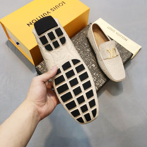 Formal Leather Shoes - LV Gold Medal White For Men