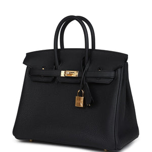 Hermes Birkin 25 Black Togo Gold Hardware