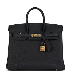 Hermes Birkin 25 Black Togo Gold Hardware