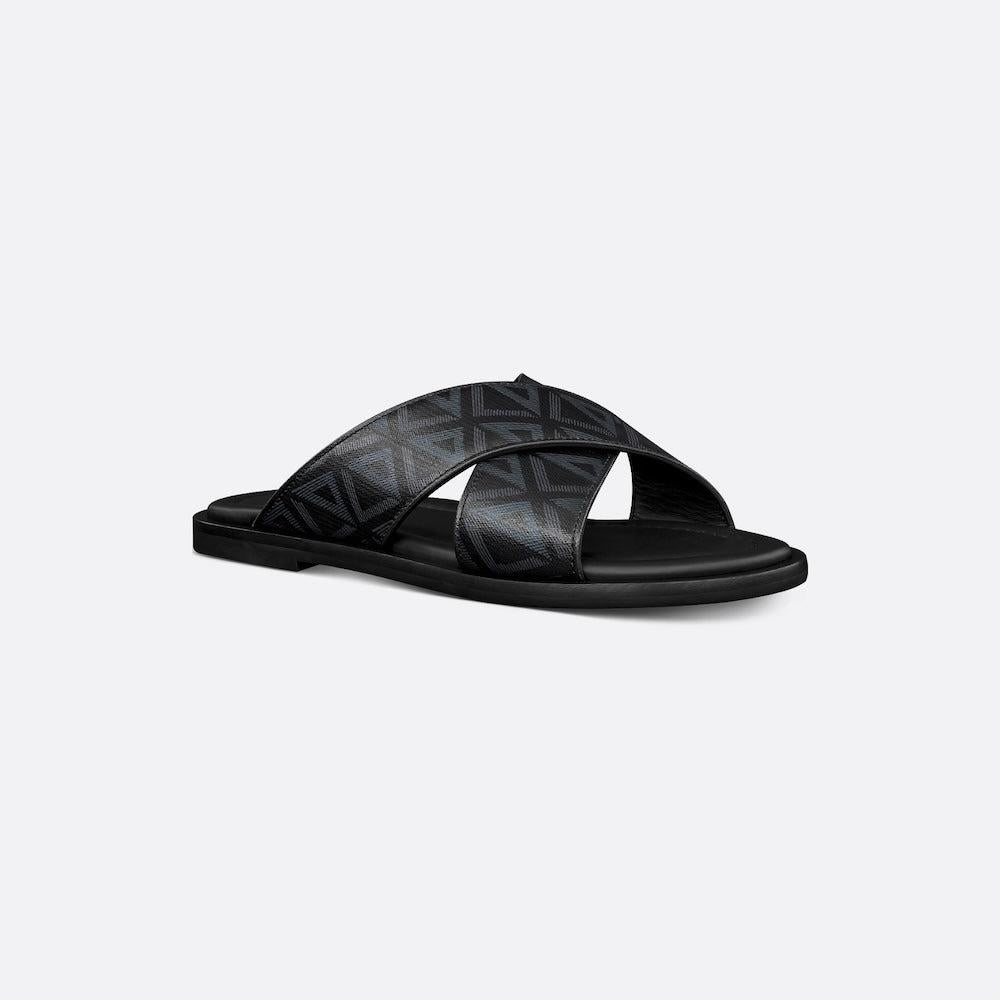 Men Sandal Dior Alias - Black Coated Cotton Canvas