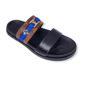 Men Sandal - Foch Brown and Blue Line LV