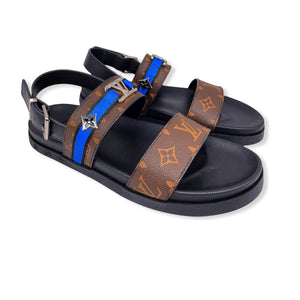 Men Sandal - Foch Brown and Blue Line LV