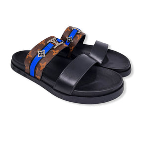 Men Sandal - Foch Brown and Blue Line LV