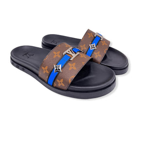 Men Sandal - Foch Brown and Blue Line LV