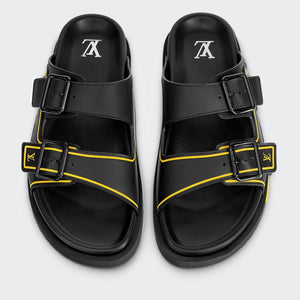 Men Sandal - Trainer Mule Black Yellow