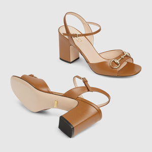 Women Sandal high heels Horsebit Brown