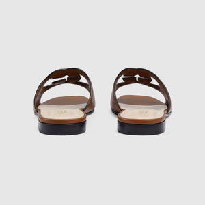 Women Sandal with Interlocking G Brown