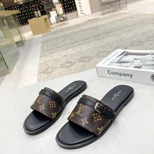 Women Slipper - LV LOCK IT Brown and Black