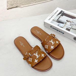 Women Slipper - LV LOCK IT Gold