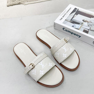 Women Slipper - LV LOCK IT White