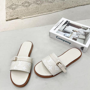 Women Slipper - LV LOCK IT White