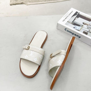 Women Slipper - LV LOCK IT White