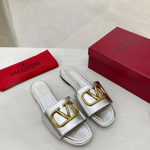 Women Slipper - Valentino Silver Matt