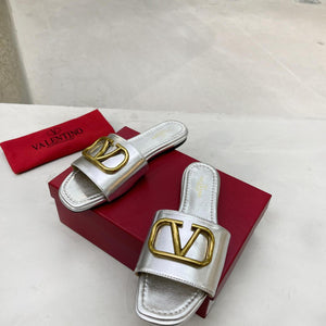 Women Slipper - Valentino Silver Matt