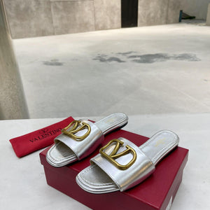 Women Slipper - Valentino Silver Matt