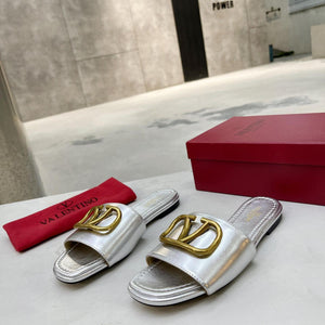 Women Slipper - Valentino Silver Matt