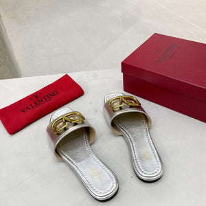 Women Slipper - Valentino Silver Matt