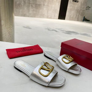 Women Slipper - Valentino Silver Matt