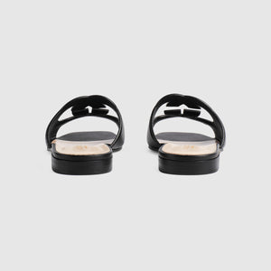 Women sandal with Interlocking G Black