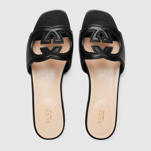 Women sandal with Interlocking G Black