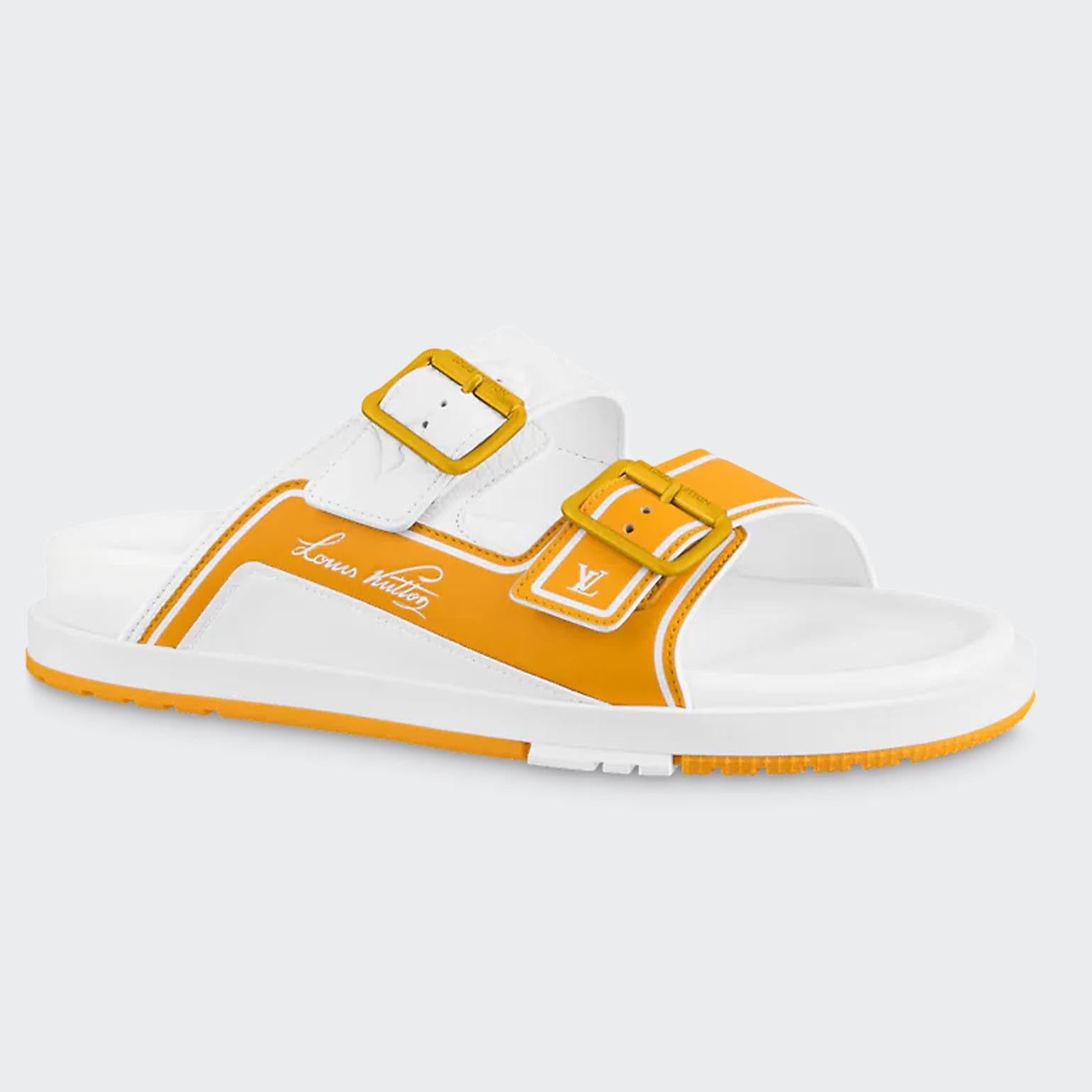 Men Sandal - Trainer Mule White Yellow-SHOZLY