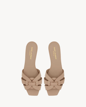 Women Sandal SAINT LAUREN Tribute Mules Beige-SHOZLY