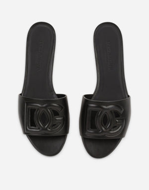 Women Sandal Black Leather-SHOZLY