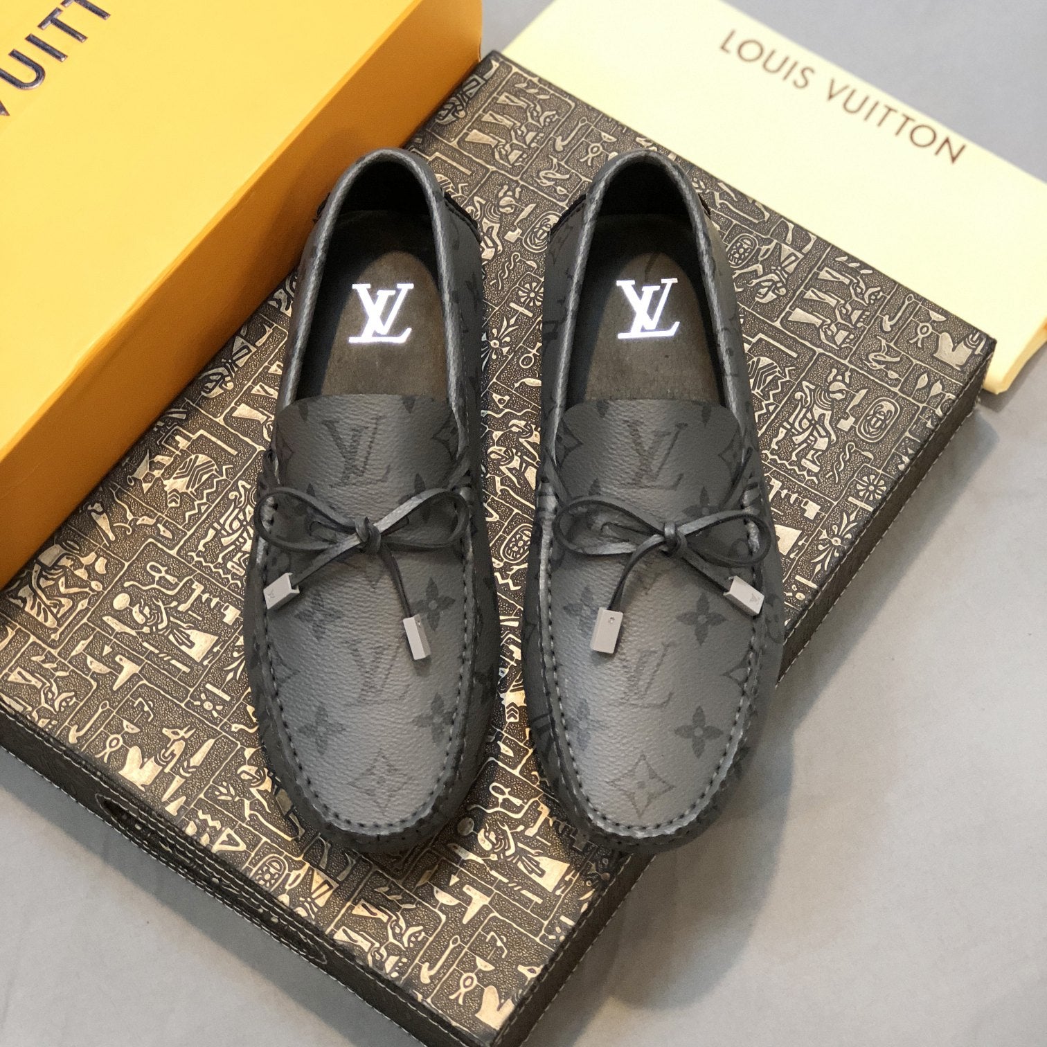 Formal Leather Shoes - LV Black And Sliver For Men