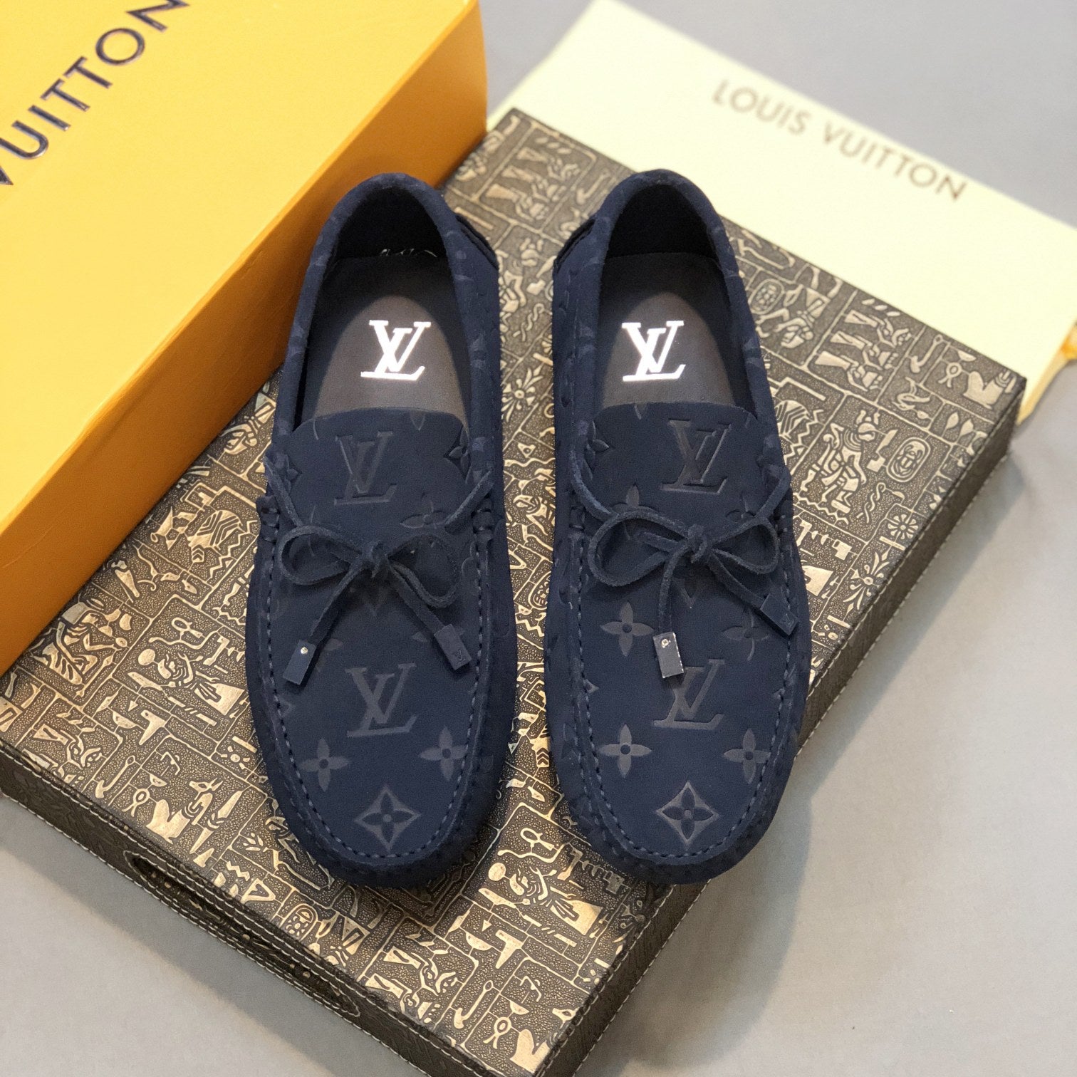 Formal Leather Shoes - LV Navy For Men