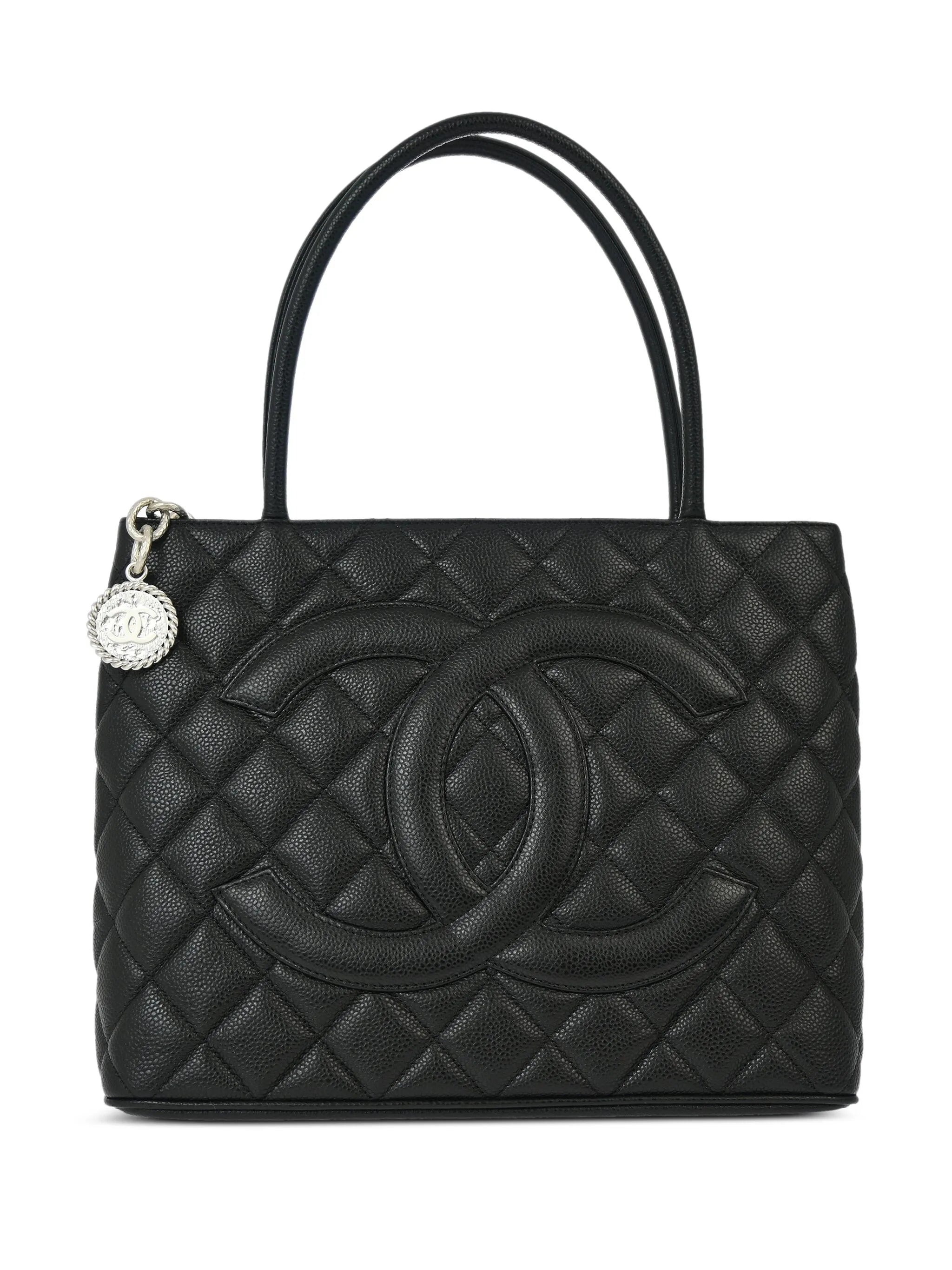 Chanel Black Caviar Leather Medallion-SHOZLY