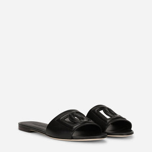 Women Sandal Black Leather-SHOZLY