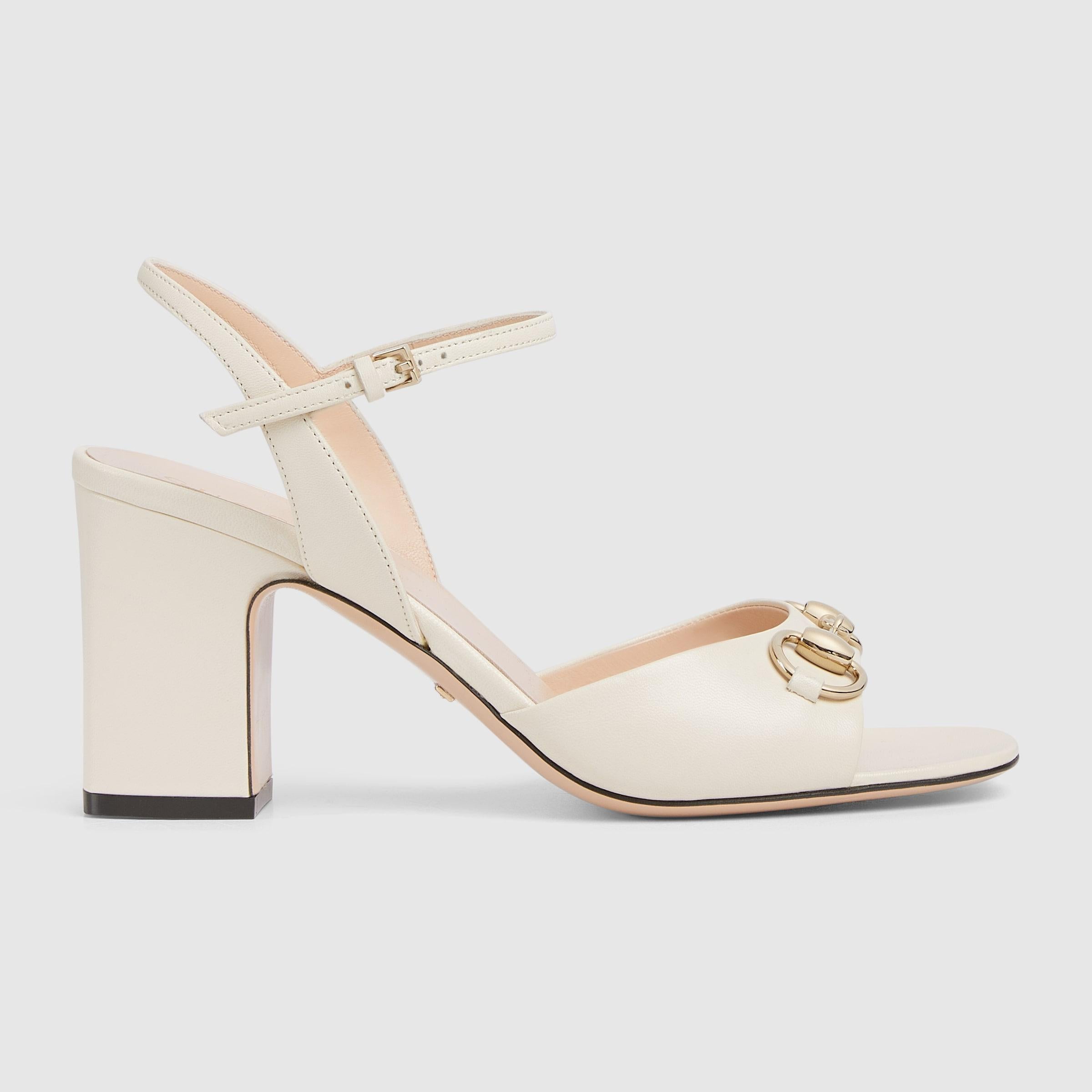 Women Sandal High Heels Horsebit White-SHOZLY