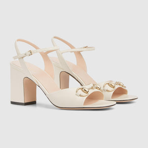 Women Sandal High Heels Horsebit White-SHOZLY